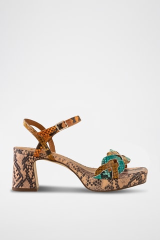 Sandales à talons en cuir - Moutarde