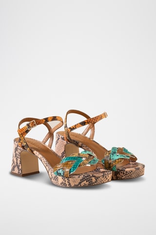 Sandales à talons en cuir - Moutarde