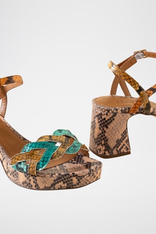 Sandales à talons en cuir - Moutarde