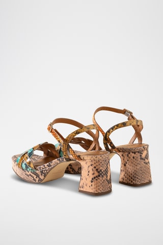 Sandales à talons en cuir - Moutarde