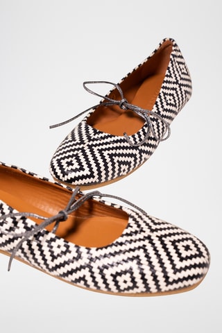 Leren Ballerina's - Zwart en wit