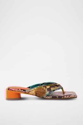 Leren Sandalen met Hak - Oranje