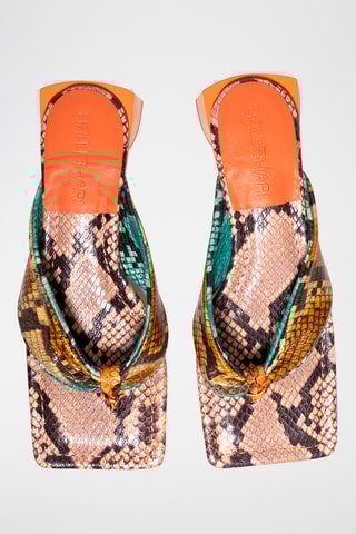 Leren Sandalen met Hak - Oranje