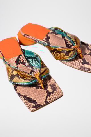 Leren Sandalen met Hak - Oranje