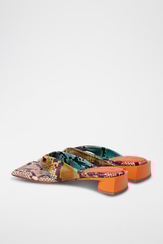 Leren Sandalen met Hak - Oranje