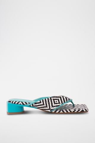 Leren Sandalen met Hak - Turquoise