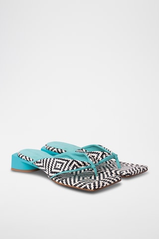 Leren Sandalen met Hak - Turquoise