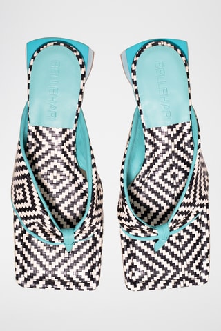 Leren Sandalen met Hak - Turquoise
