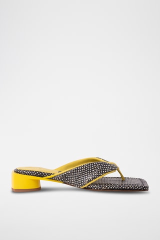 Leren Sandalen met Hak - Geel