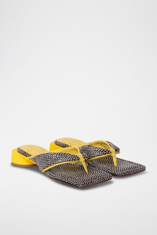 Leren Sandalen met Hak - Geel