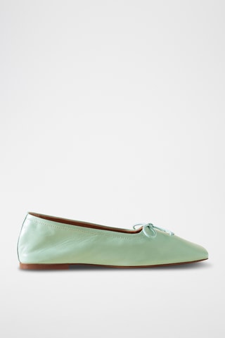 Leren Ballerina's - Zeegroen