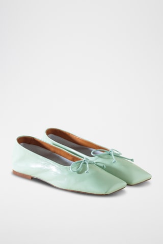 Leren Ballerina's - Zeegroen
