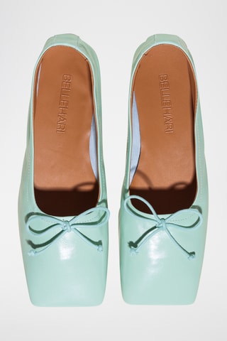 Leren Ballerina's - Zeegroen