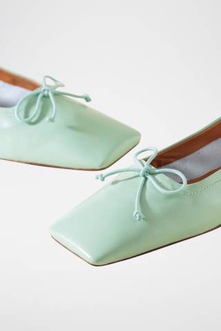Leren Ballerina's - Zeegroen