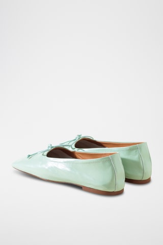 Leren Ballerina's - Zeegroen