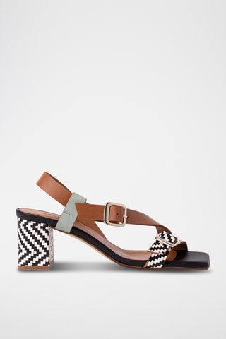 Sandales à talons en cuir - Noir