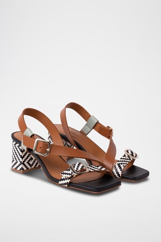 Sandales à talons en cuir - Noir