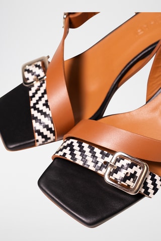 Sandales à talons en cuir - Noir