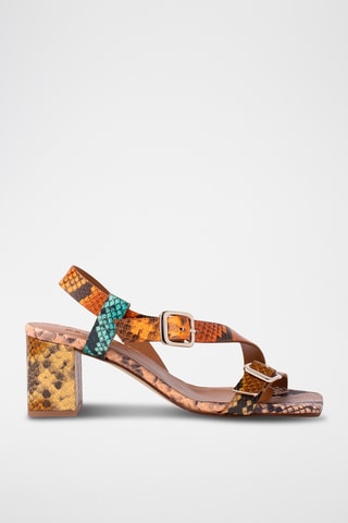 Sandales à talons en cuir - Marron