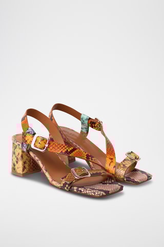 Sandales à talons en cuir - Marron