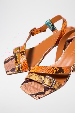 Sandales à talons en cuir - Marron