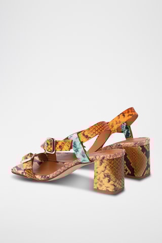 Sandales à talons en cuir - Marron