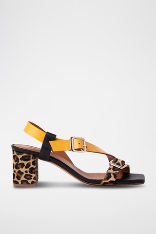 Sandales à talons en cuir - Marron