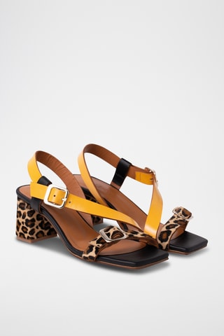 Sandales à talons en cuir - Marron
