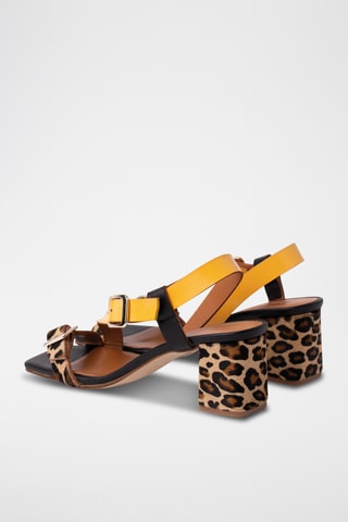 Sandales à talons en cuir - Marron