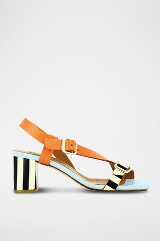 Sandales à talons en cuir - Orange