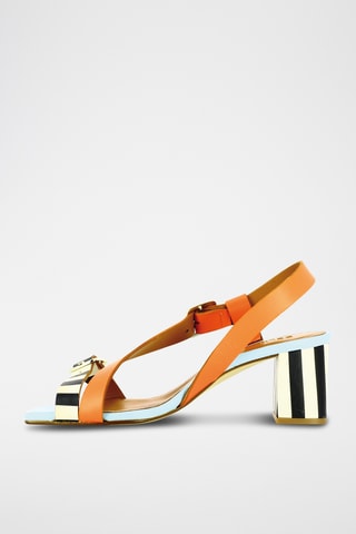 Sandales à talons en cuir - Orange