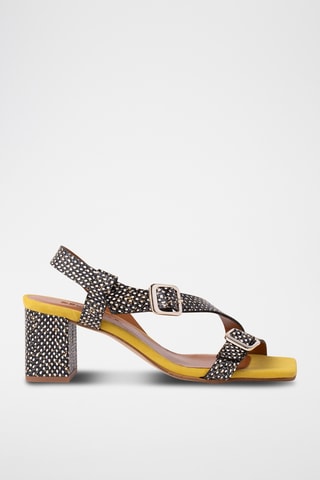 Sandales à talons en cuir - Noir
