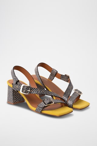 Sandales à talons en cuir - Noir