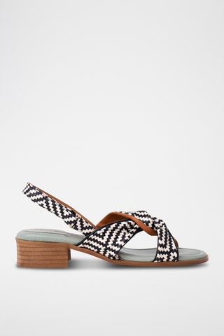 Sandales à talons en cuir - Noir et blanc