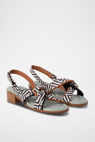 Sandales à talons en cuir - Noir et blanc
