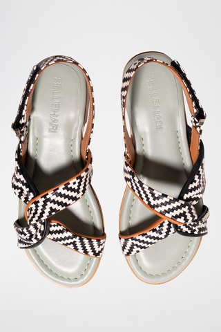 Sandales à talons en cuir - Noir et blanc