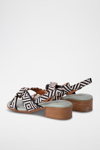 Sandales à talons en cuir - Noir et blanc