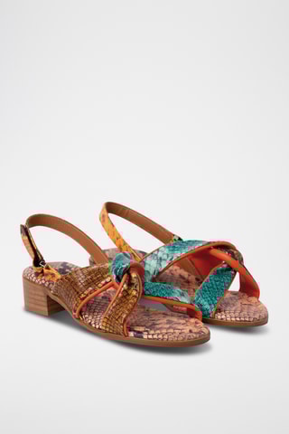 Sandales à talons en cuir - Moutarde