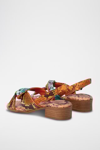 Sandales à talons en cuir - Moutarde