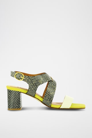 Sandales à talons en cuir - Blanc et noir