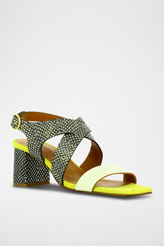 Sandales à talons en cuir - Blanc et noir