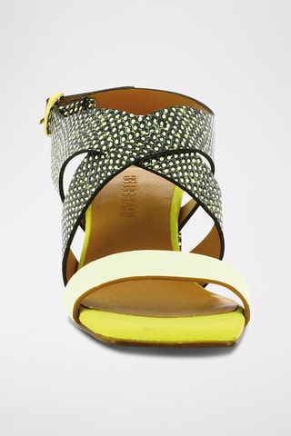 Sandales à talons en cuir - Blanc et noir