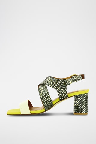 Sandales à talons en cuir - Blanc et noir