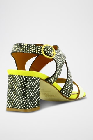 Sandales à talons en cuir - Blanc et noir