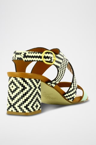 Sandales à talons en cuir - Noir et blanc