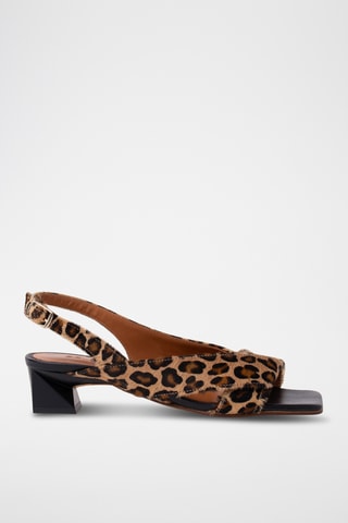 Sandales à talons en cuir - Beige et marron