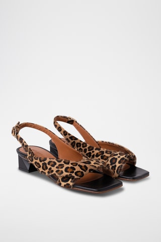 Sandales à talons en cuir - Beige et marron