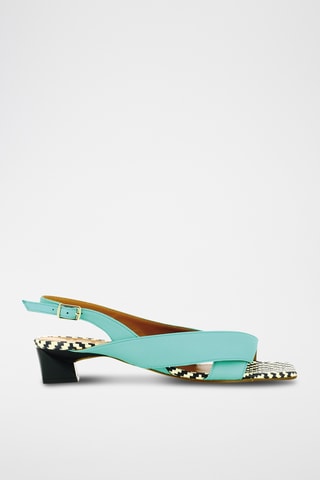 Sandales à talons en cuir - Turquoise