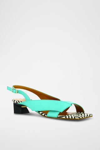 Sandales à talons en cuir - Turquoise