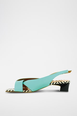 Sandales à talons en cuir - Turquoise